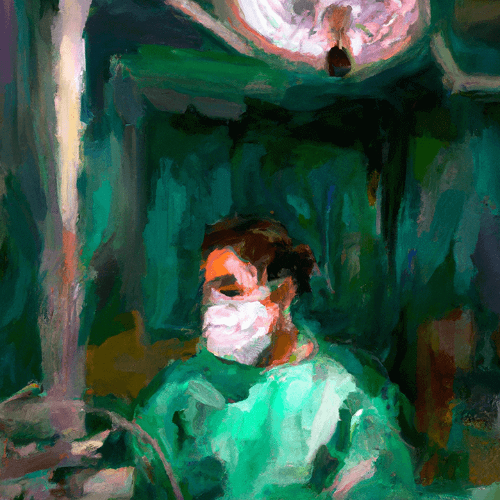 A hospital operating room, with green lighting